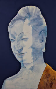 2020 | Buddha Gesso Acryl, Tusche, Farbstift, auf Baumwolle 110cm x 77cm, gerahmt